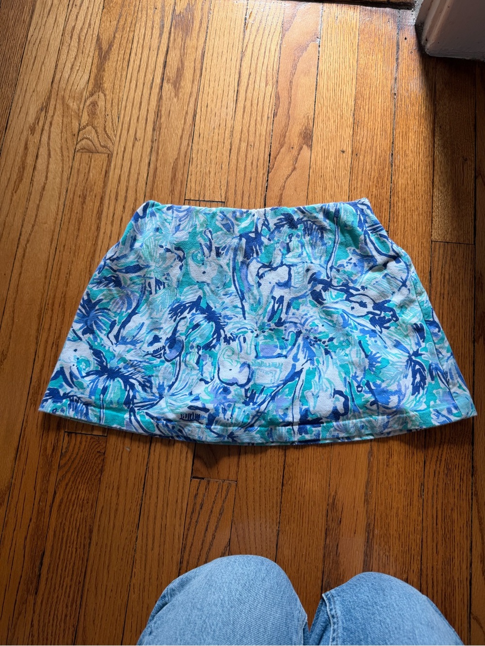 Blue Floral Print Women’s Skirt
